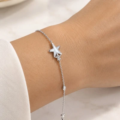 Pulsera de Plata 9.25  Diseño Estrella de Mar