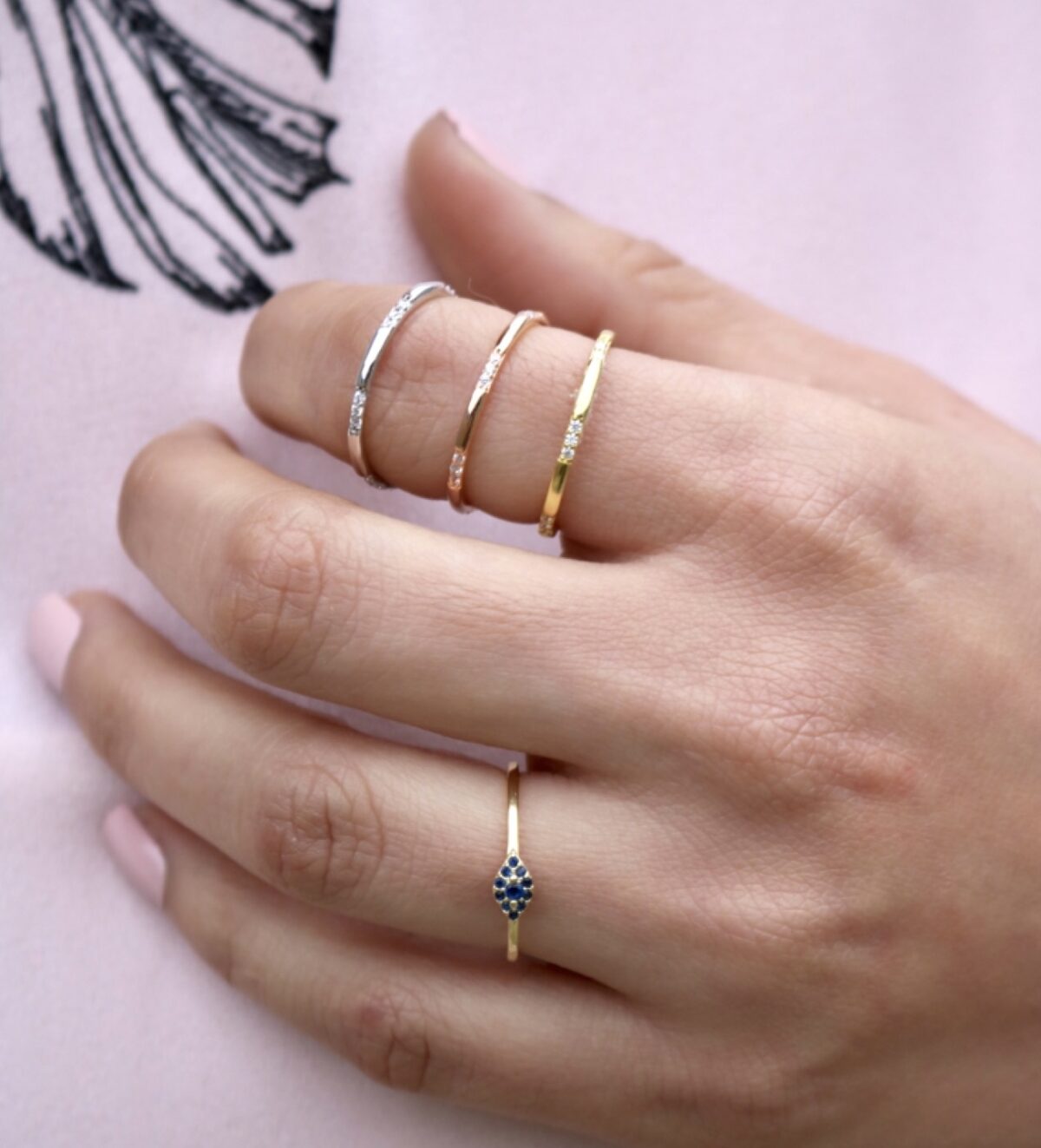 IMG_1762 SoleJoyas Sortija de Plata Enchapada en Oro 18k con Cristal Ojo Turco - Imagen 1