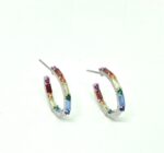 SoleJoyas Argolla de Plata con cristal multicolor en baguette