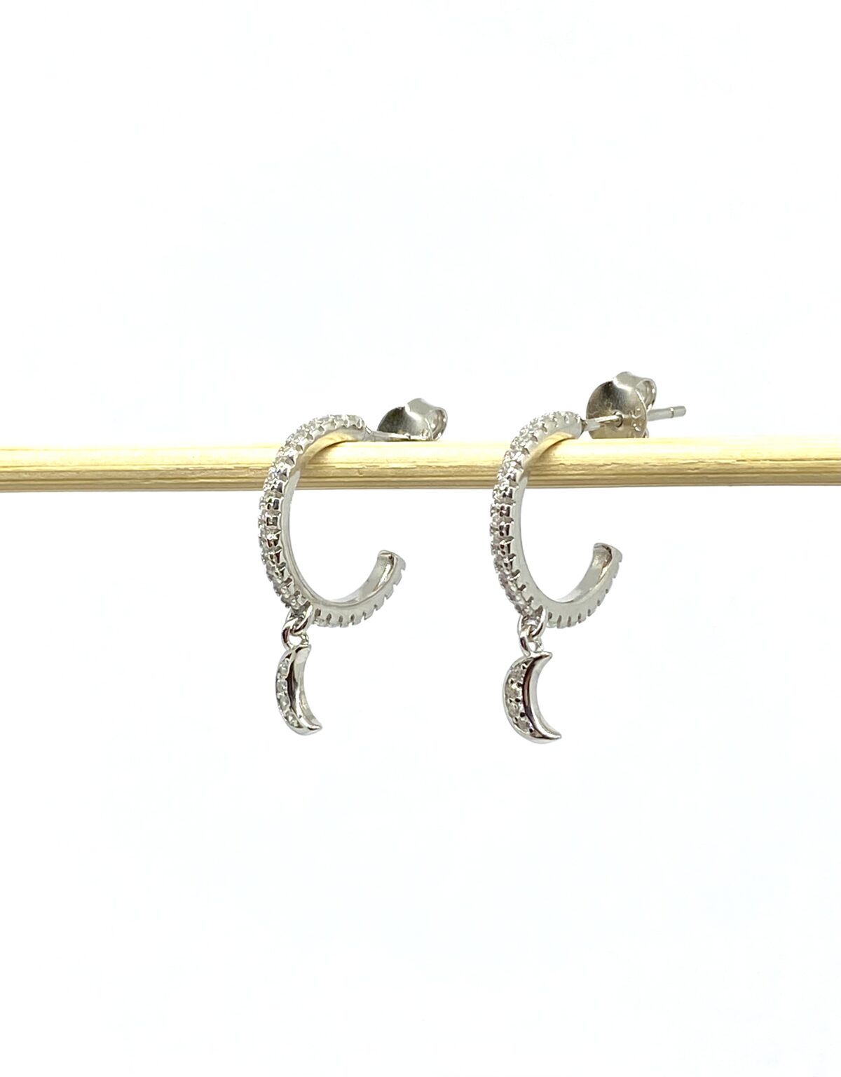 SoleJoyas Argollas en Plata 9.25 con Luna colgada y cristales - Imagen 1