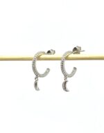 SoleJoyas Argollas en Plata 9.25 con Luna colgada y cristales