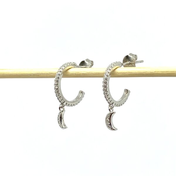 SoleJoyas Argollas en Plata 9.25 con Luna colgada y cristales