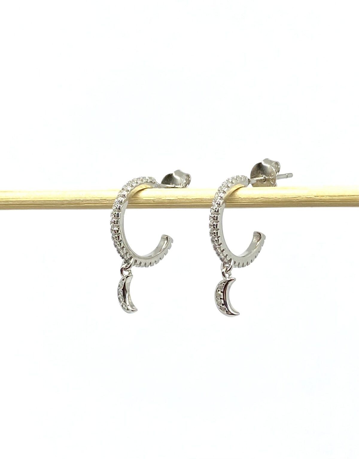 SoleJoyas Argollas en Plata 9.25 con Luna colgada y cristales - Imagen 1