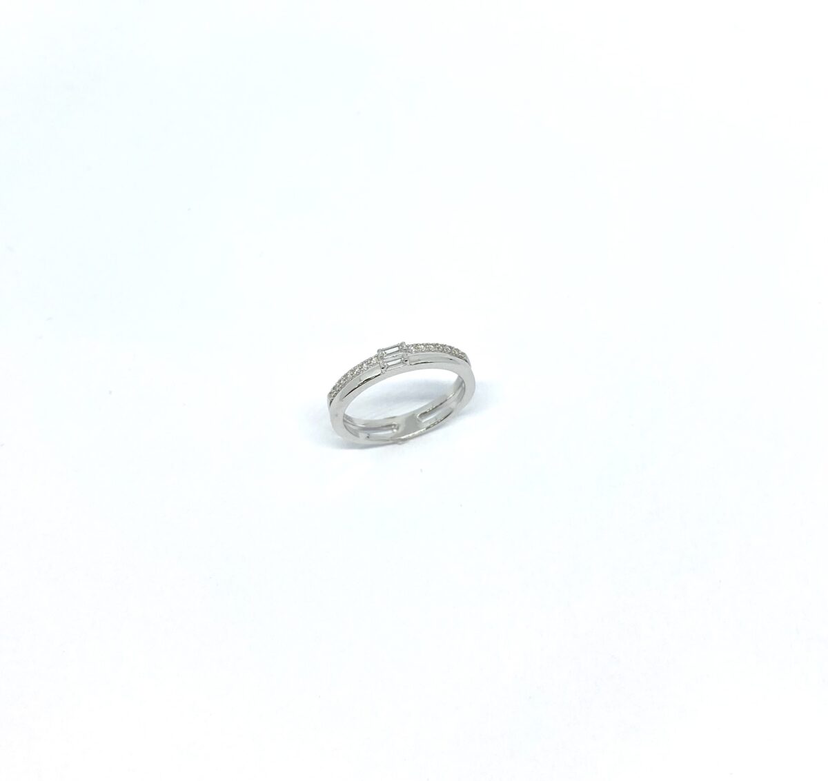 IMG_4032 SoleJoyas Sortija de Plata Doble con Cristal y Baguette - Imagen 1