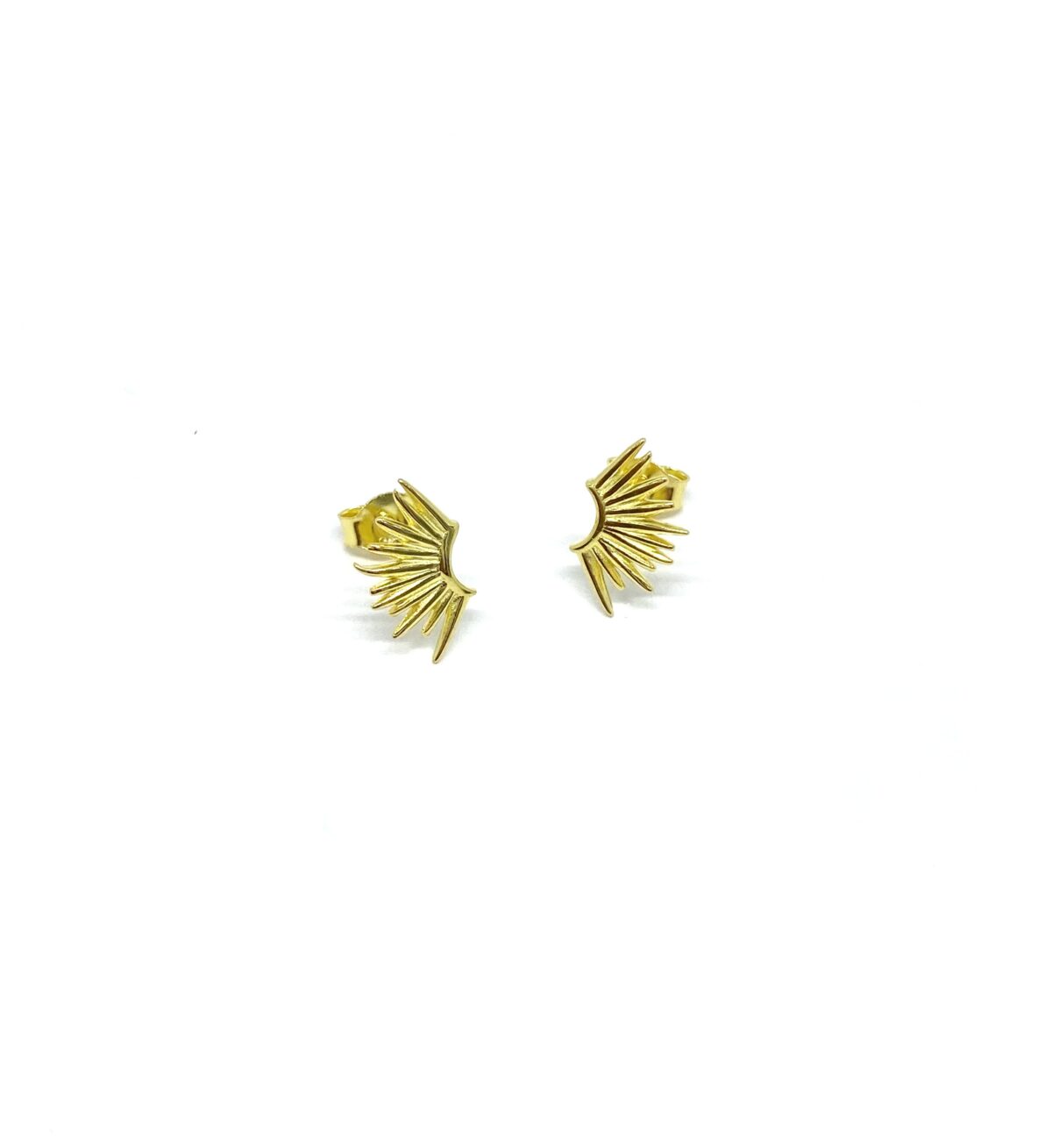 abanico enchapado oro 18k SoleJoyas Aretes Pegados de Plata enchapado en Oro 18k Abanico - Imagen 1