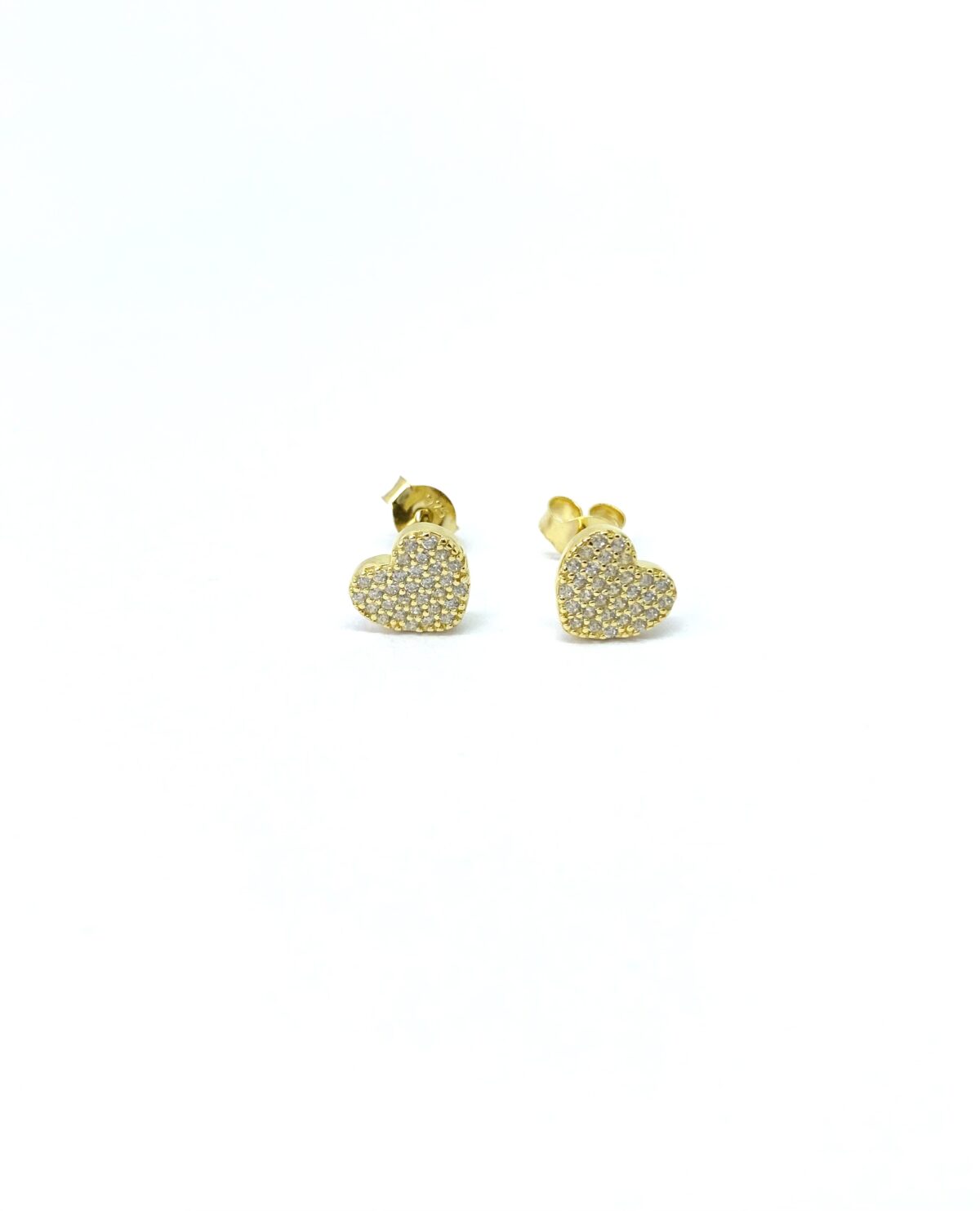 Corazón Enchapado 18k SoleJoyas Arete de Plata enchapado en Oro 18k con cristales - Imagen 1
