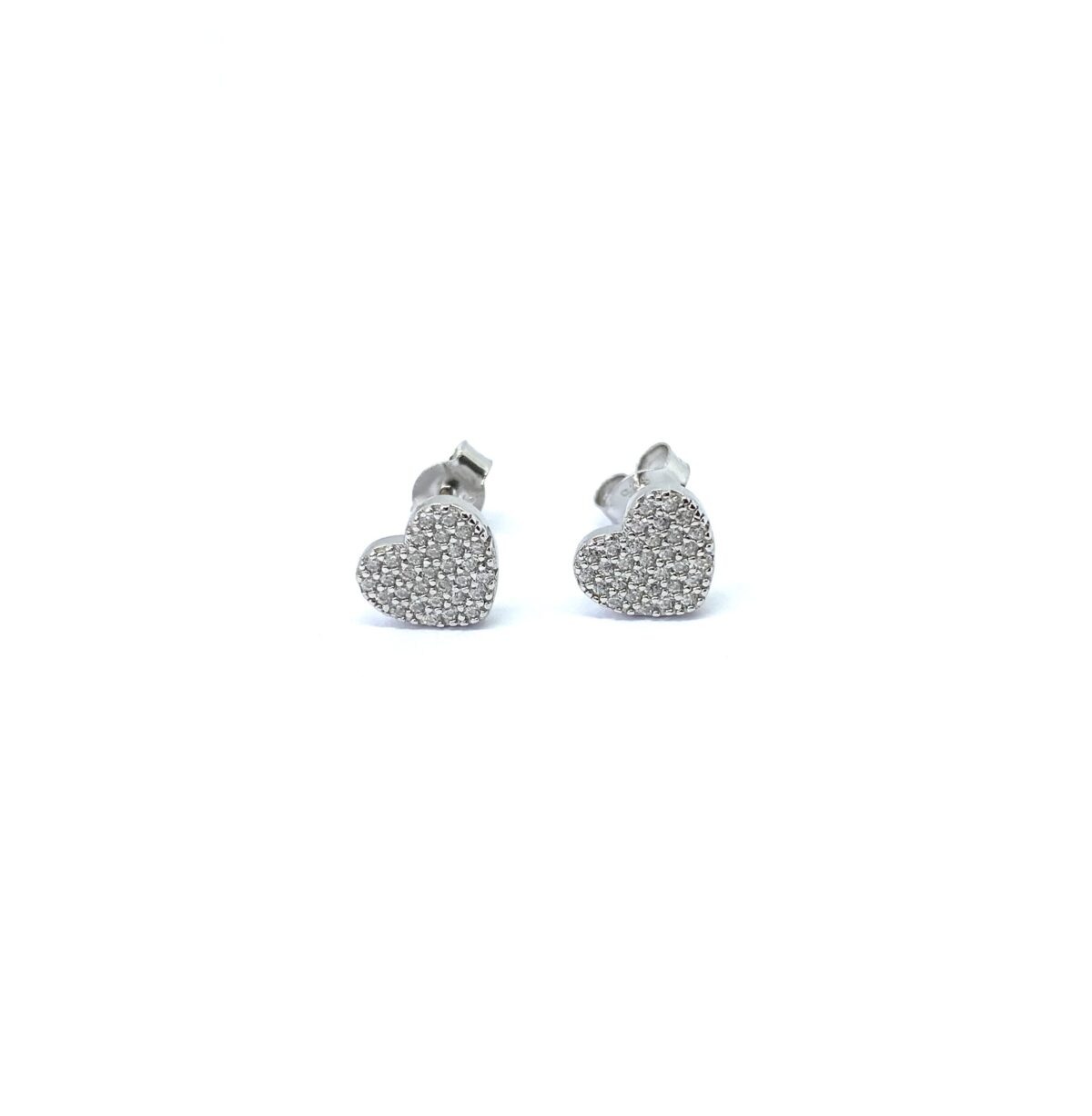 Corazón con circón SoleJoyas Arete de Corazón en Plata con Cristales - Imagen 1