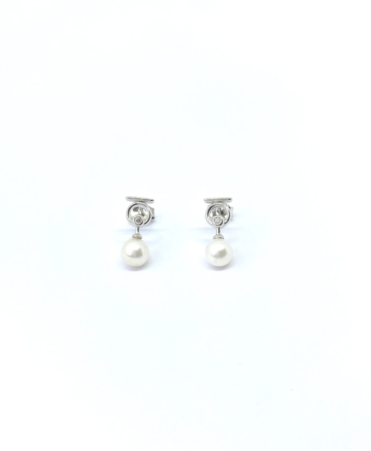 Arete colgado de perla SoleJoyas Arete de Plata de Perla de Rio Colgados - Imagen 1