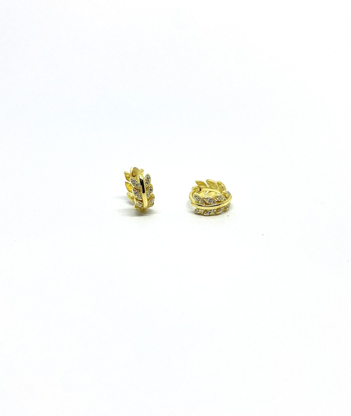 SoleJoyas Argollas de Plata enchapado en Oro 18k Espigas con cristales - Imagen 1