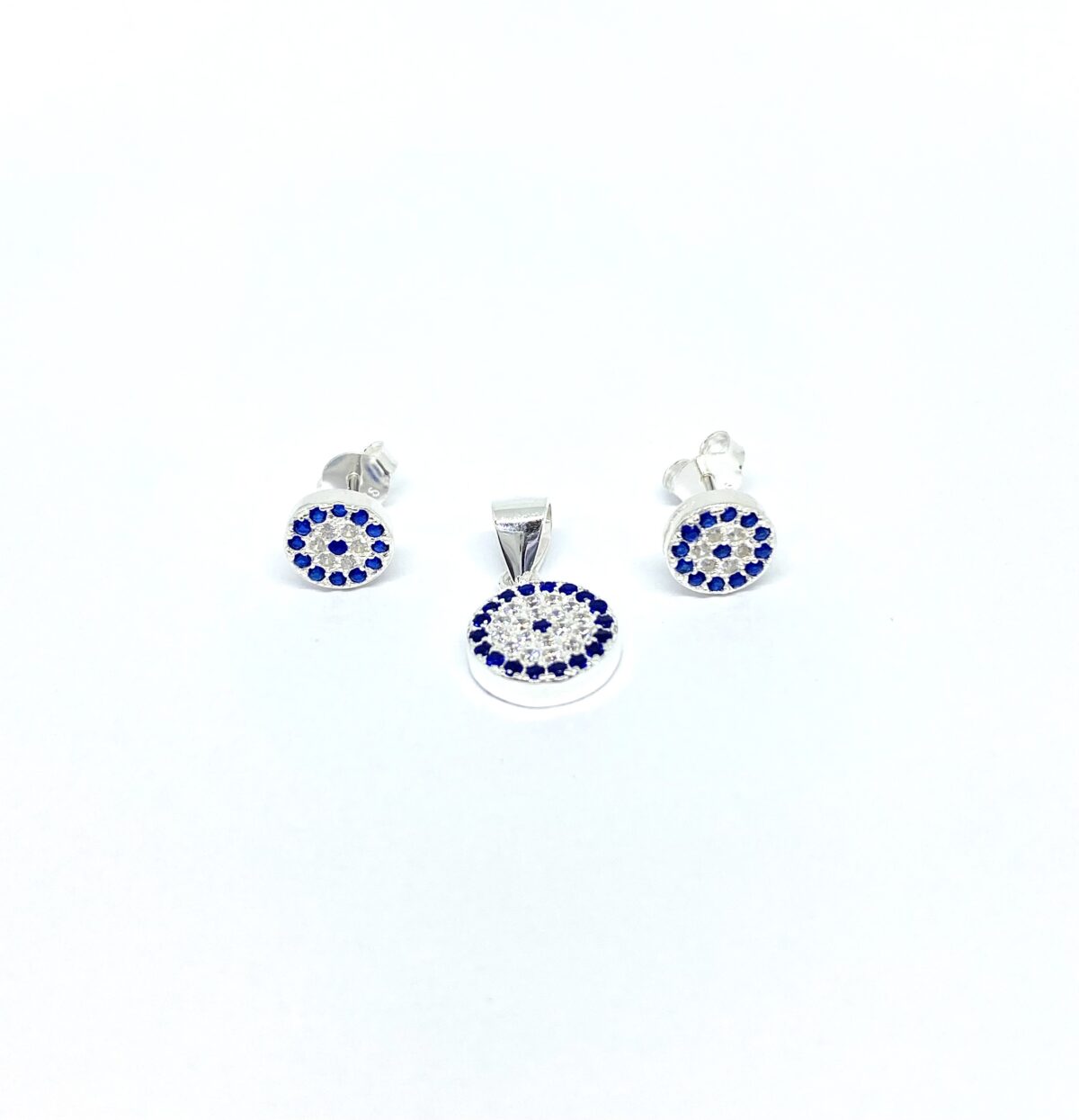 Set Arete y dije SoleJoyas Set de Plata Arete y Dije Ojo Turco - Imagen 1