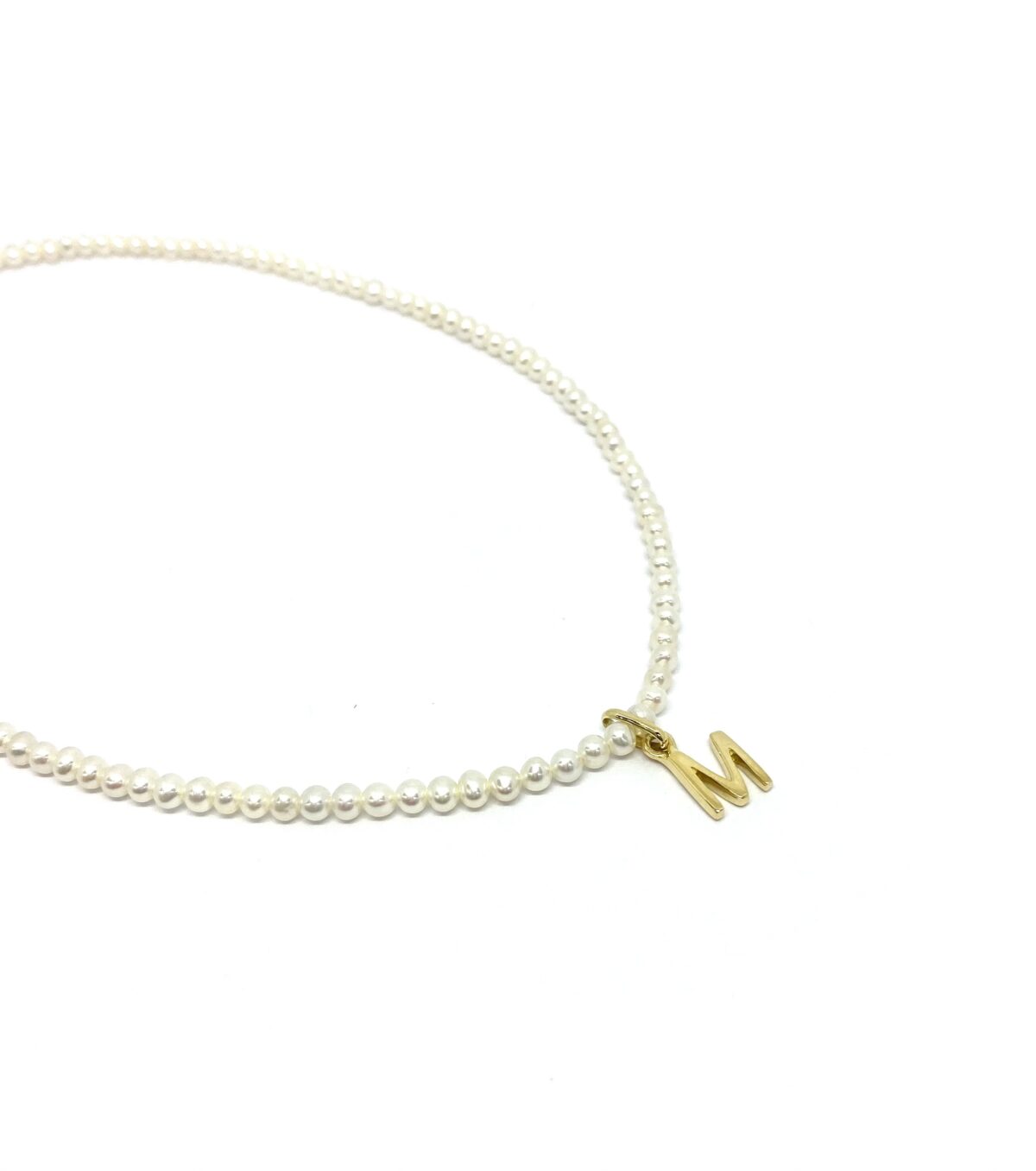 Collar inicial Oro 18k SoleJoyas Collar de Perla de Rio Dije de Oro 18k - Imagen 1