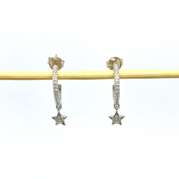 SoleJoyas Argollas de Plata 9.25 con Estrella colgada y cristales