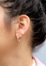 SoleJoyas Argolla enchapada en Oro 18k con cristal multicolor - Imagen 2