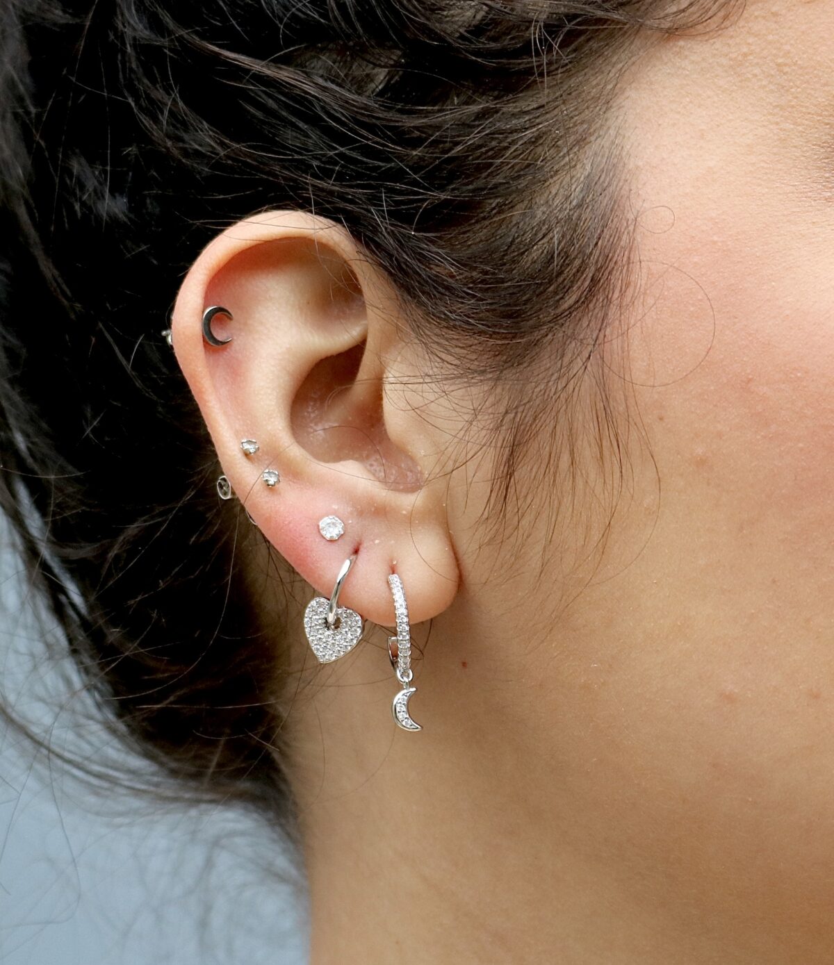 SoleJoyas Argollas en Plata 9.25 con Luna colgada y cristales - Imagen 2