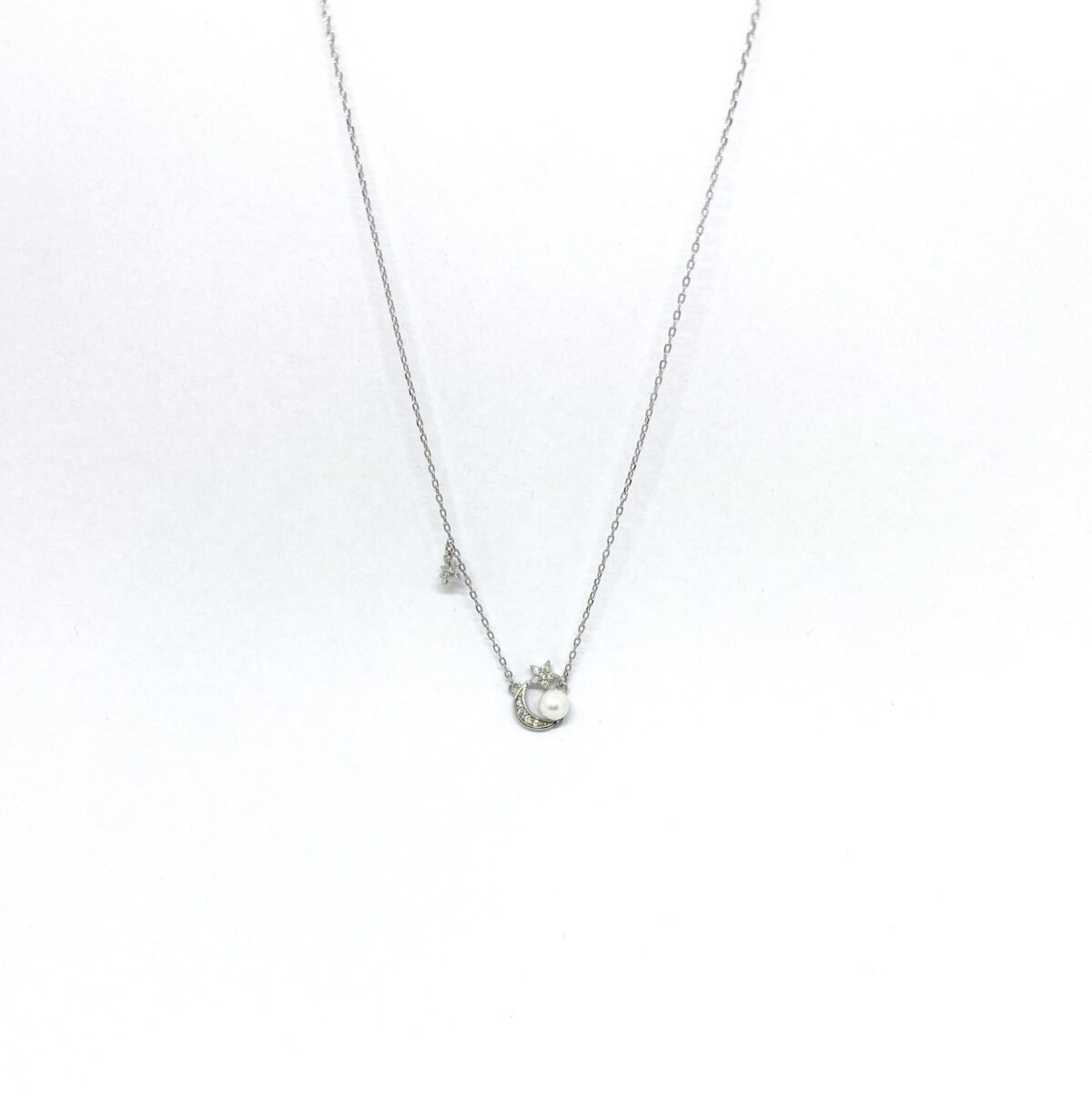 Luna y Estrella Collar SoleJoyas Collar de Plata 9.25 Perla Luna y Estrella - Imagen 1