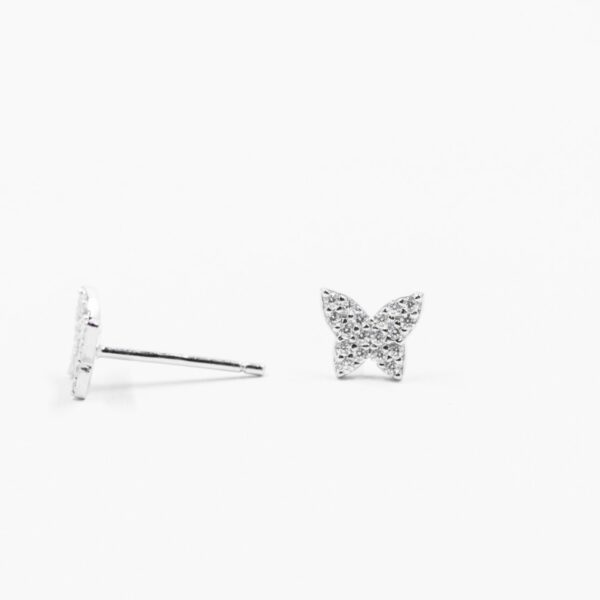 solejoyas arete de plata 9.25 con circonio suizo y rodio en forma de mariposa