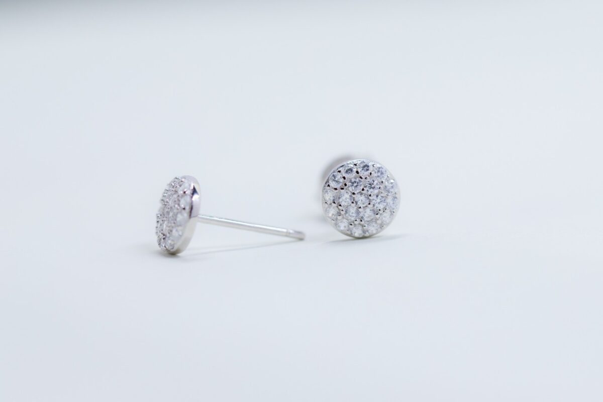 solejoyas arete de plata 9.25 con circonio suizo y rodio de forma circular - Imagen 1