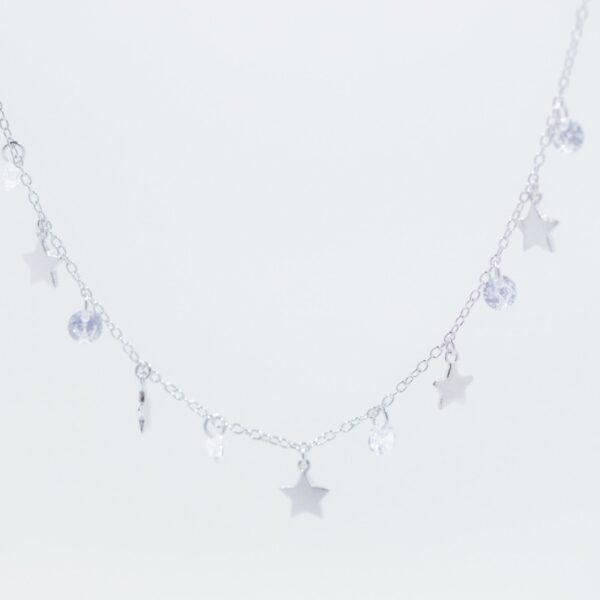solejoyas collar de plata 9.25 con estrellas y cristales