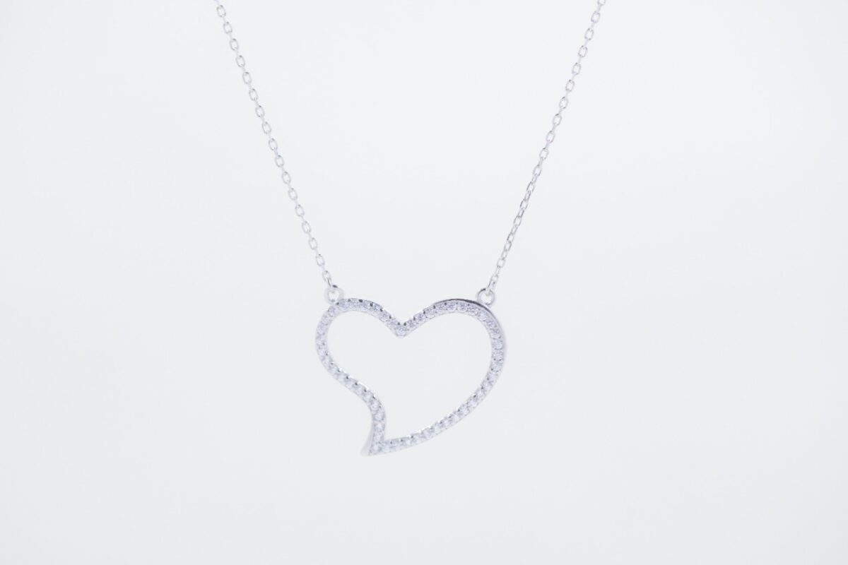 solejoyas collar alaia de plata 9.25 con dije de corazon con circones suizos y rodio - Imagen 1