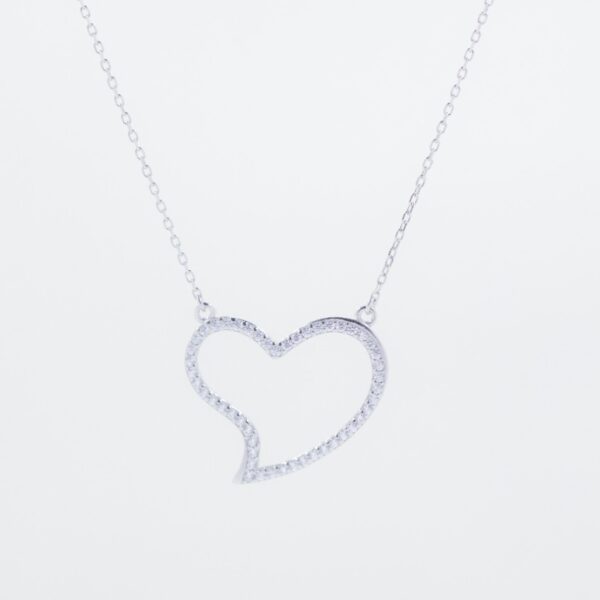 solejoyas collar alaia de plata 9.25 con dije de corazon con circones suizos y rodio