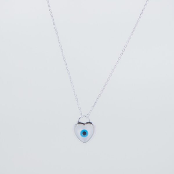 solejoyas collar de plata 9.25 con ojo turco en forma de corazon