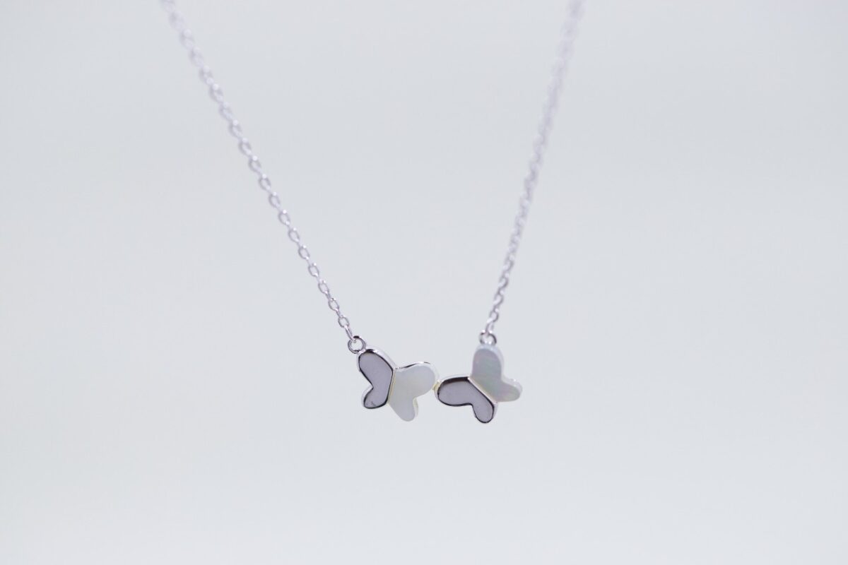 solejoyas collar aide de plata 9.25 con nacar con dos mariposas - Imagen 1