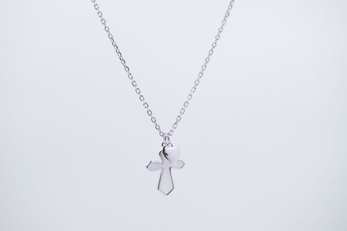 solejoyas collar de plata 9.25 con nacar con dije en cruz - Imagen 1