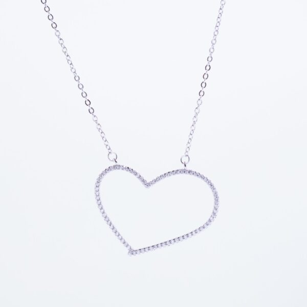 solejoyas collar de plata 9.25 con circoness suizos y rodio con dije en corazon