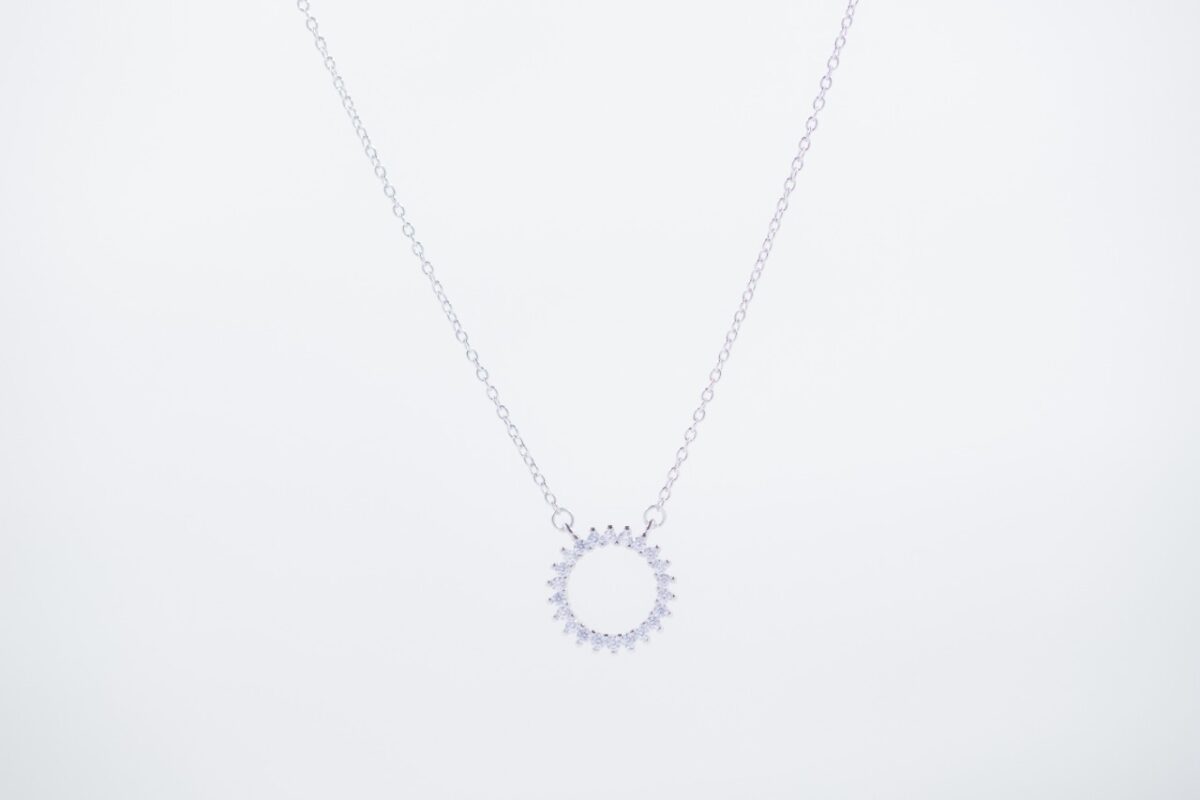 Imagen de WhatsApp 2022-12-09 a las 20.22.17 solejoyas collar de plata 9.25 con circones suizos y rodio con dije circular - Imagen 1