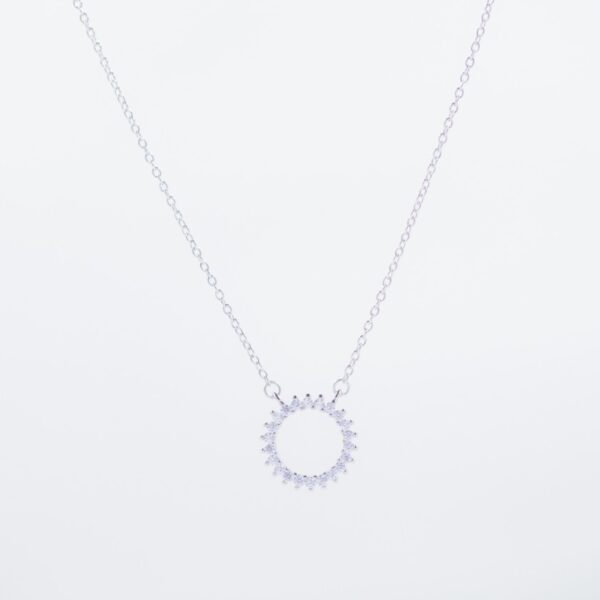solejoyas collar de plata 9.25 con circones suizos y rodio con dije circular