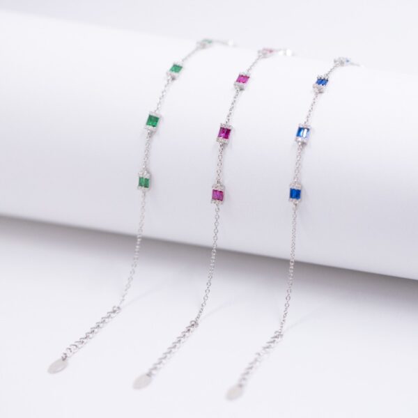 SoleJoyas Pulsera de Plata 9.25 Circones Suizos Baguette