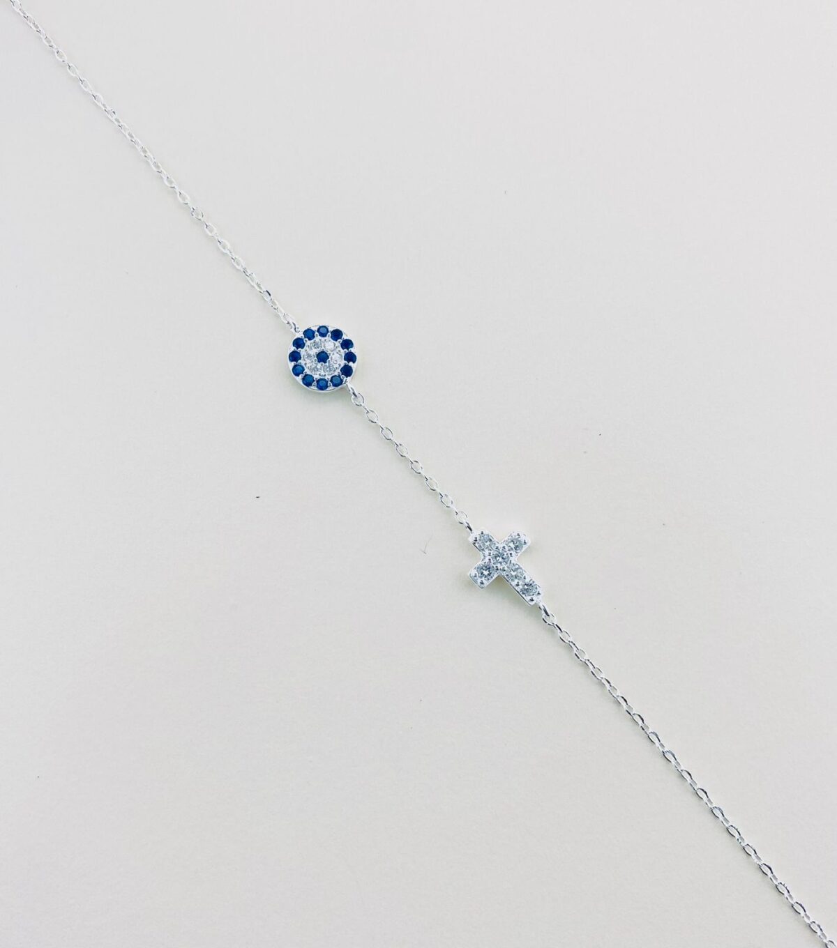 SoleJoyas Pulsera De Plata Cruz Ojo Turco - Imagen 1